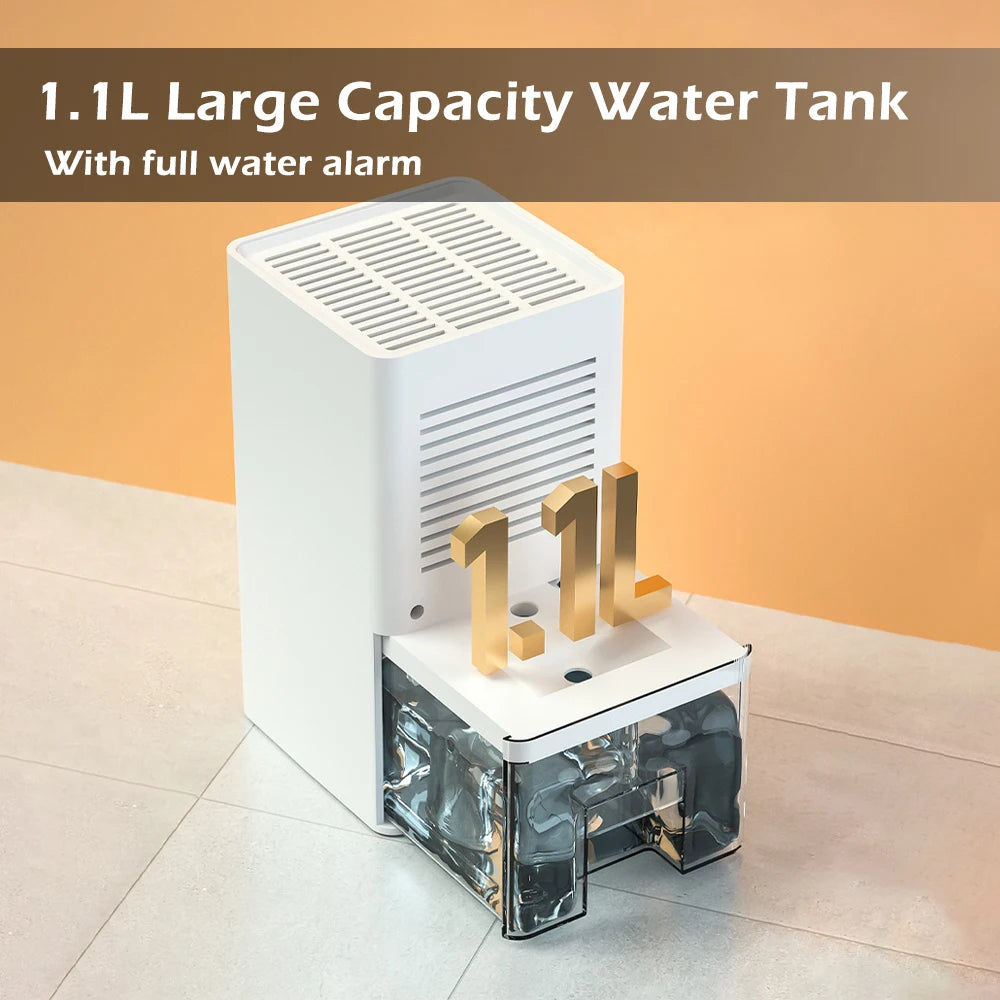 Mini Air Dehumidifier 1.1L Electric Dehumidifiers Ultra Quiet Moisture Absorbent Dehumidifier 25W Auto-Off for Home Room OfficeP