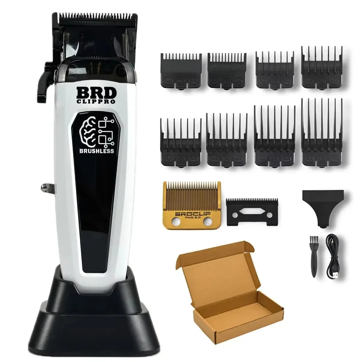 BRDCLIP 106B Professional Brushless Motor Hair Clipper Electric Cordless Trimmer 7500RPM Ultra Thin Moving DLC Blade with Base