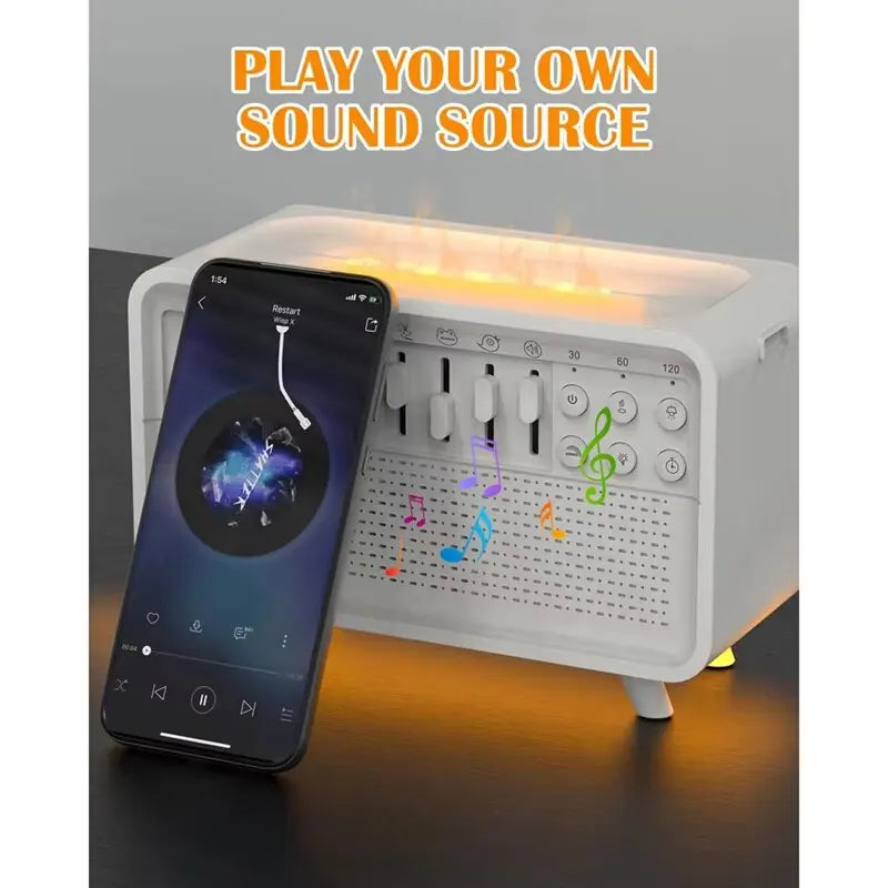 LED White Noise Speaker with 8 Nature Sound Portable BT Speaker Auto-Off Aroma Diffuser Sleep Aid Night Light Humidifier Machine