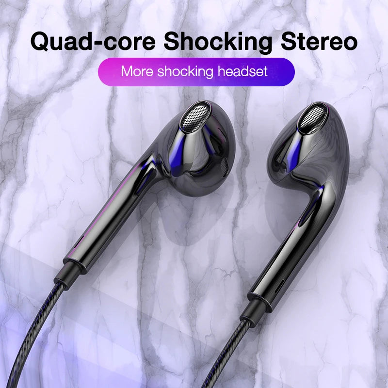 3.5mm Wired Headphones In Ear Headset Wired Earphones with Microphone Stereo Bass Earbuds Sports In-line Control For Phones 