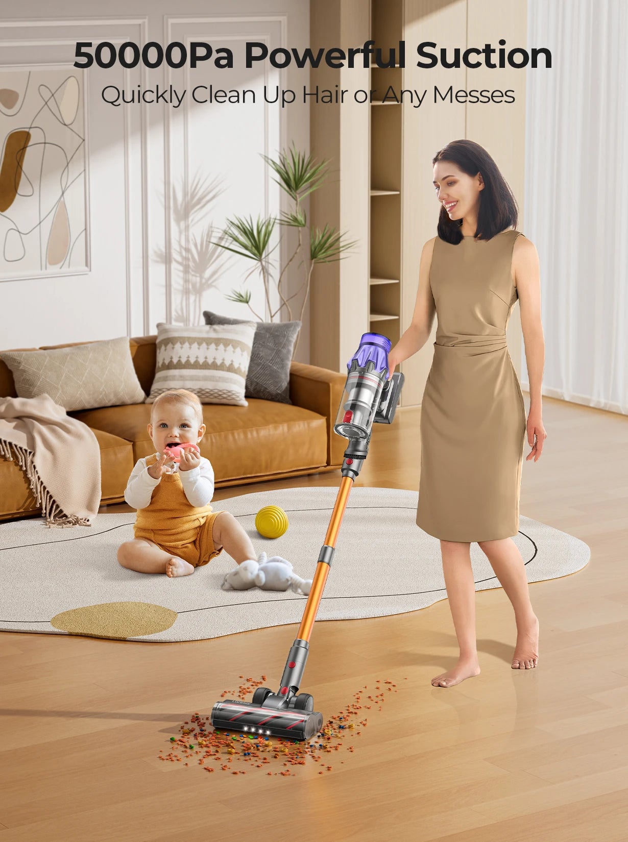 Laresar V7 500W 50KPA Suction Power Cordless Vacuum Cleaner Handheld smart Home appliance Removable Battery Dust Cup