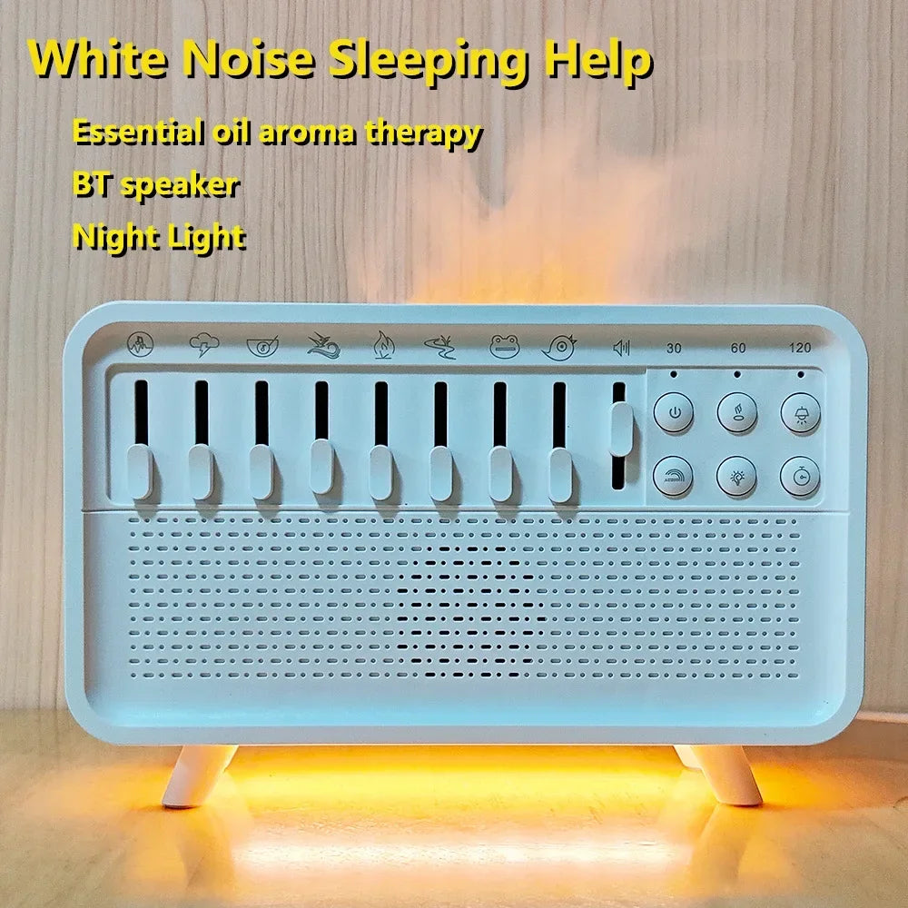 LED White Noise Speaker with 8 Nature Sound Portable BT Speaker Auto-Off Aroma Diffuser Sleep Aid Night Light Humidifier Machine