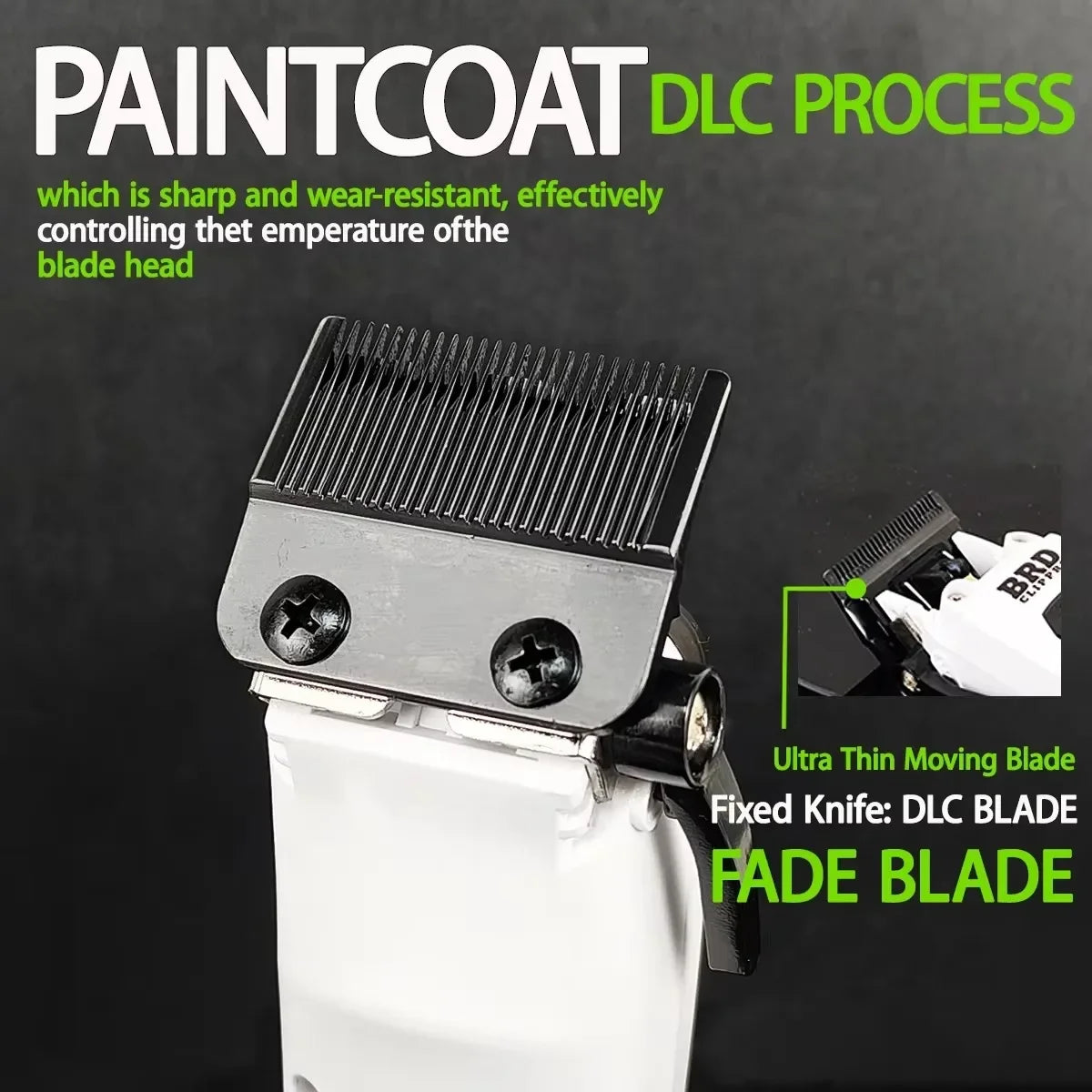 BRDCLIP 106B Professional Brushless Motor Hair Clipper Electric Cordless Trimmer 7500RPM Ultra Thin Moving DLC Blade with Base