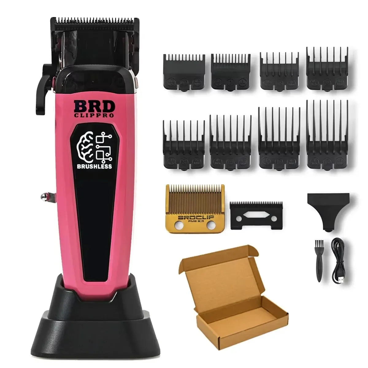 BRDCLIP 106B Professional Brushless Motor Hair Clipper Electric Cordless Trimmer 7500RPM Ultra Thin Moving DLC Blade with Base