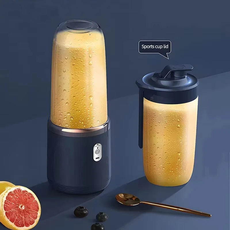 Portable Juicer Blender 400ml Electric Fruit Juicer USB Charging Lemon Orange Fruit Juicing Cup Smoothie Blender Machine 2cups