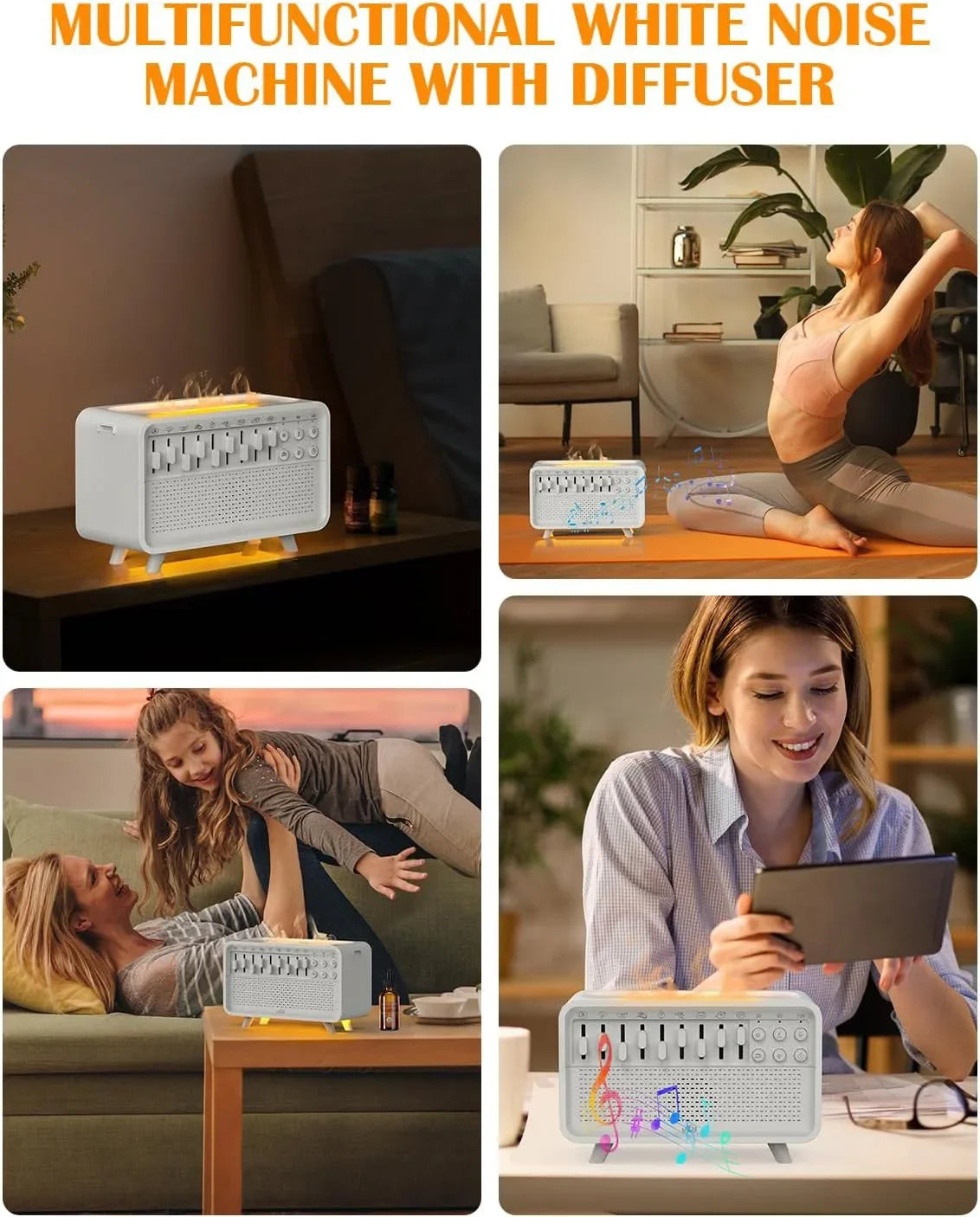 4 in 1 HIFI Bluetooth Speaker White Noise Sleep Aid Night Light Humidifier Machine with Free Combination of 8 Goup Nature Sound