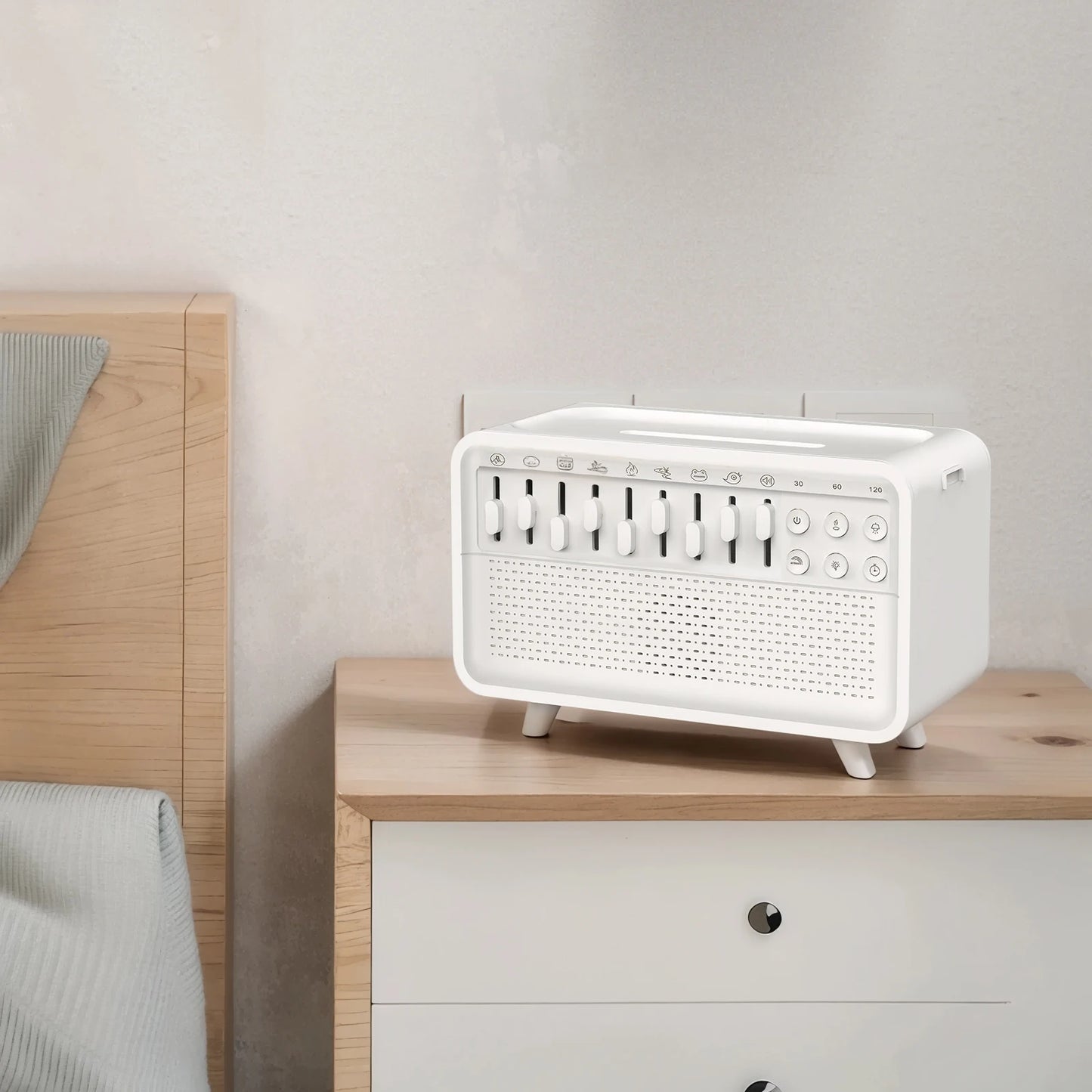4 in 1 HIFI Bluetooth Speaker LED White Noise Speaker White Noise Sleep Aid Night Light Humidifier Machine with 8 Nature Sounds