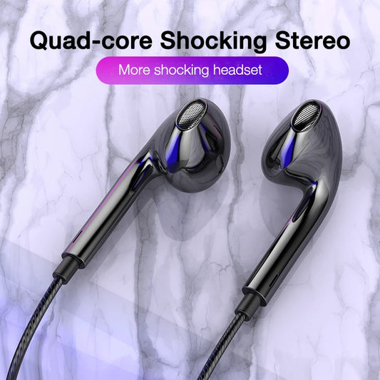 3.5mm Wired Headphones In Ear Headset  Wired Earphones with Microphone Stereo Bass Earbuds Sports In-line Control For Phones ﻿