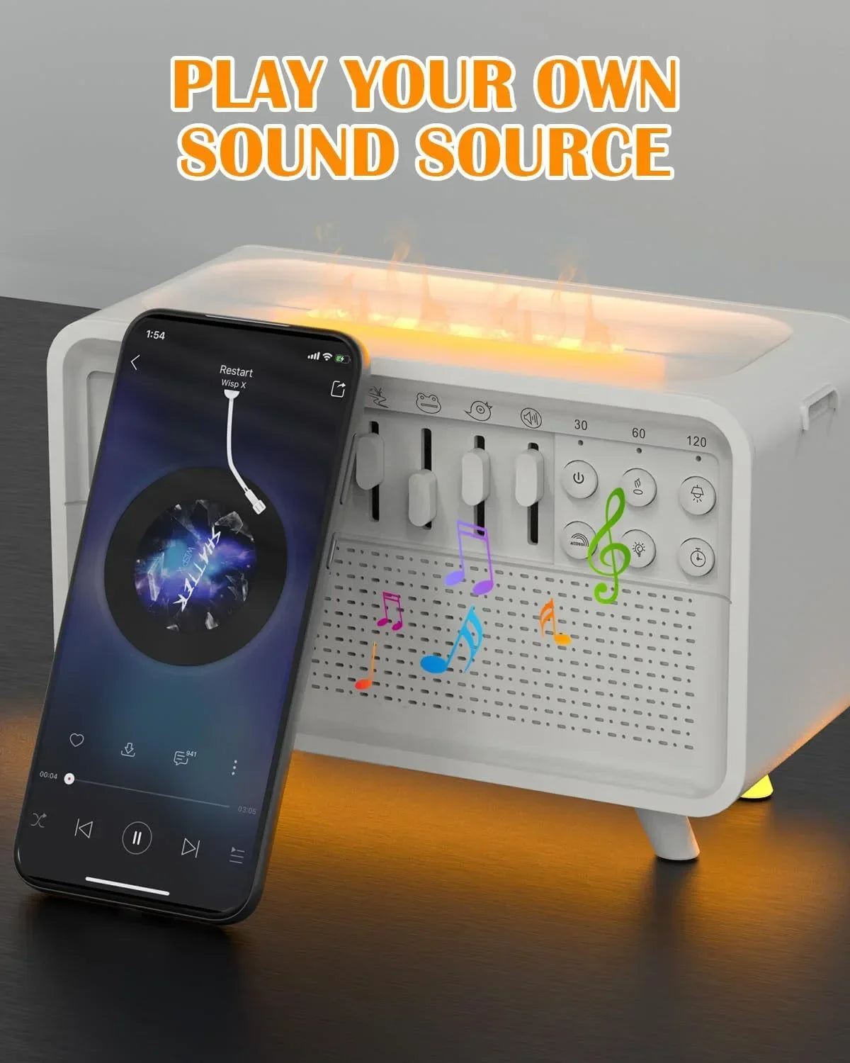 NEW White Noise Machine Diffuser Air Aroma Diffuser Humidifier With 8 White Noise Adjustable, Night Light, Bluetooth Speaker
